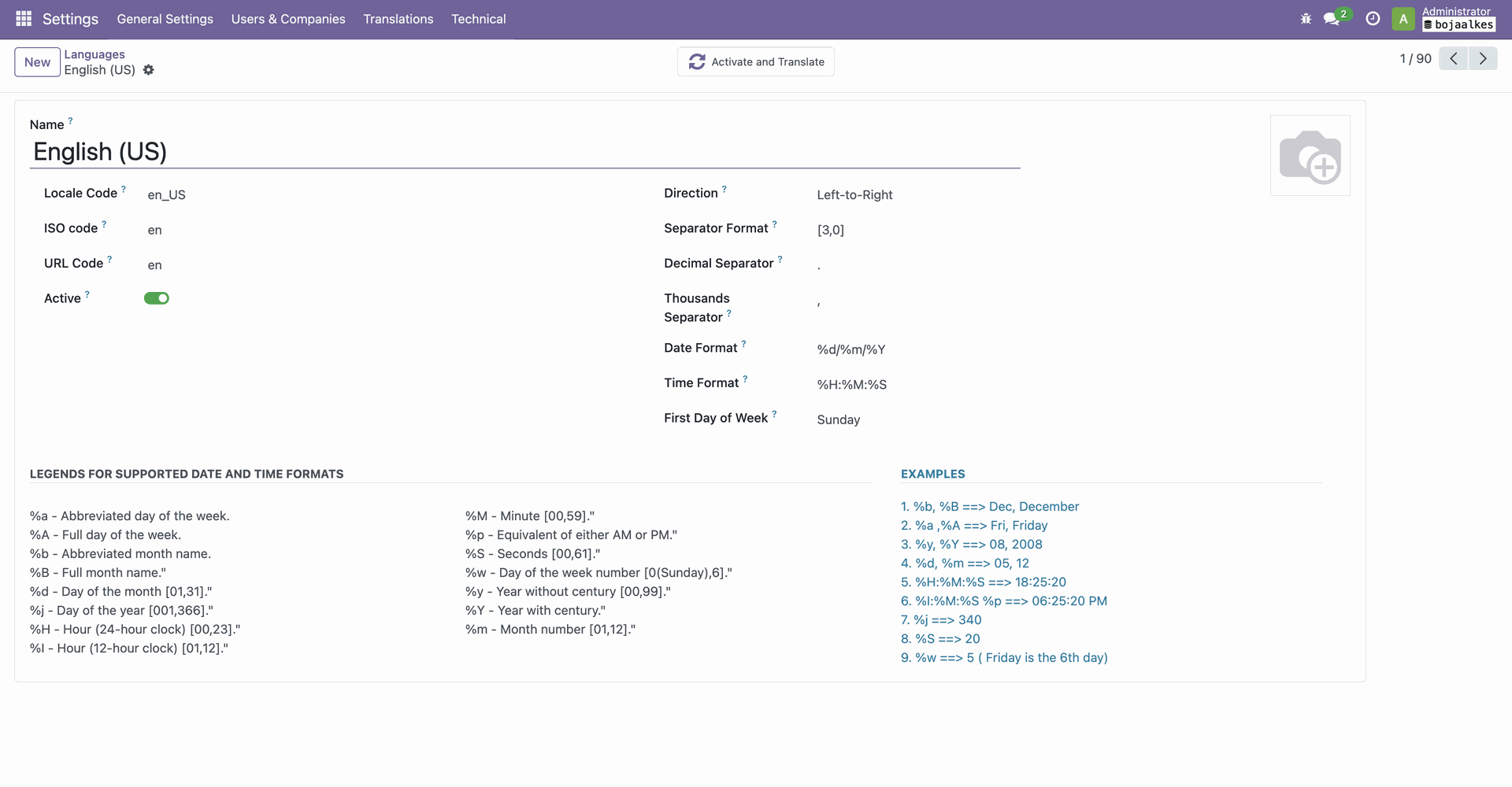 format tanggal pada odoo 17